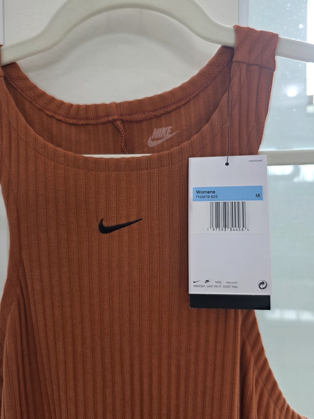 Nike Ribbed Tank Midi Dress - Rust Orange - Picture 4 of 5